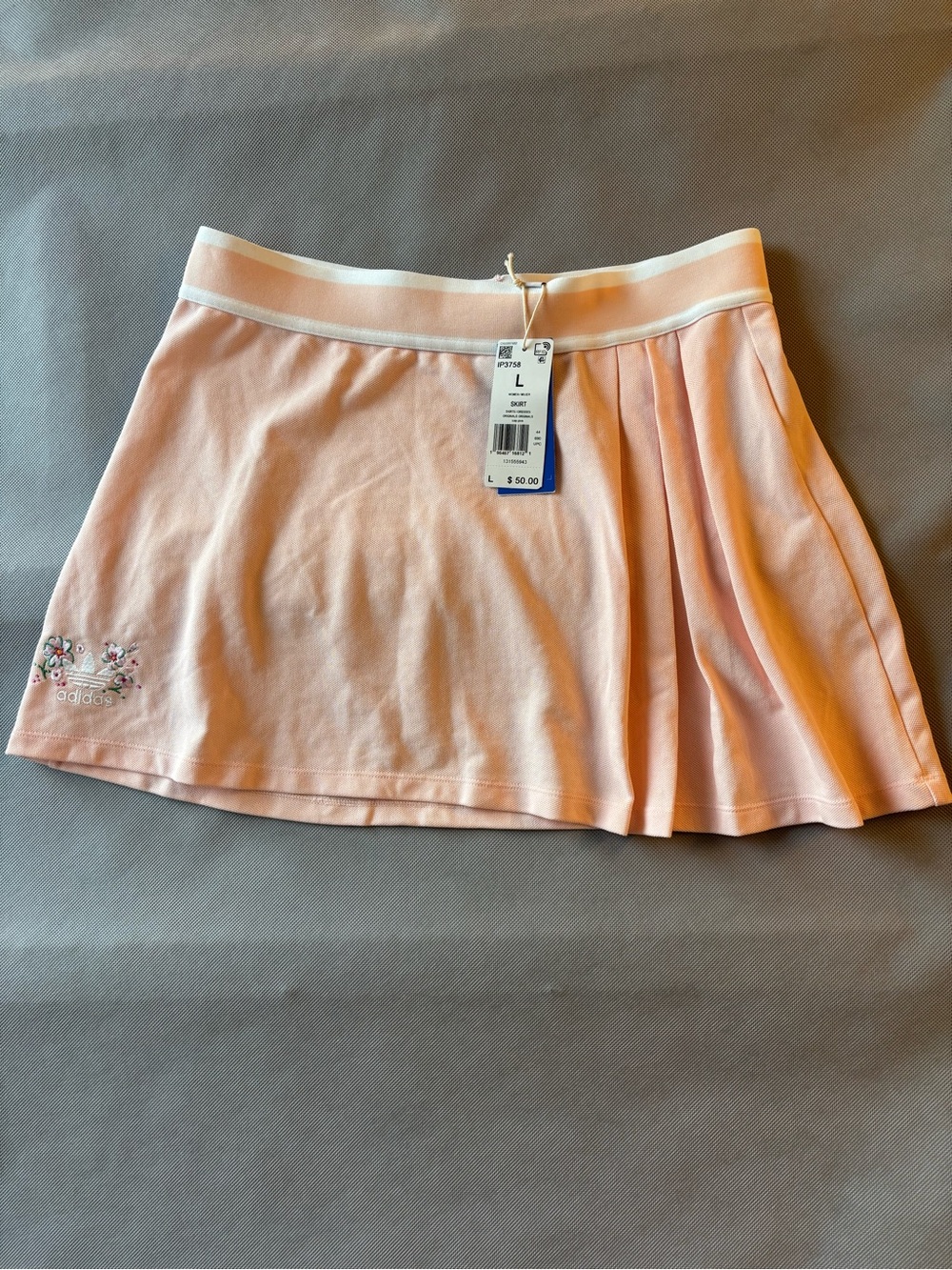 NWT Adidas Icey Pink Pleated Embroidered  Skirt- Large